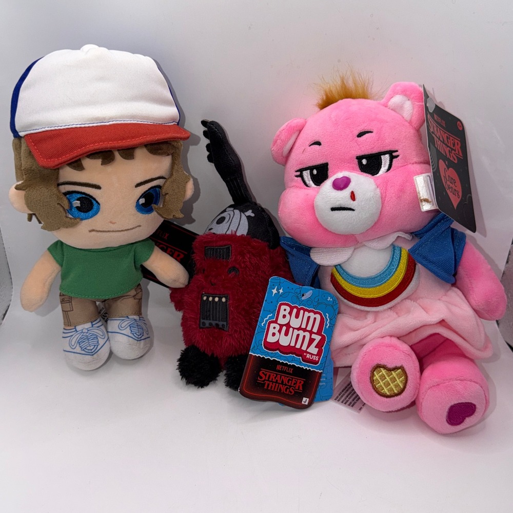 Stranger Things 3pc Plush Lot Cheer Bear Eleven Dustin BumBumz Russ Netflix Fan